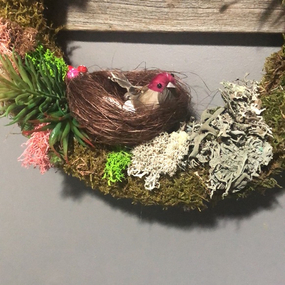 🍄NEW Spring/Summer Handmade Moss Bird, succulent Cottagecore Wreath🍄 - Picture 4 of 9